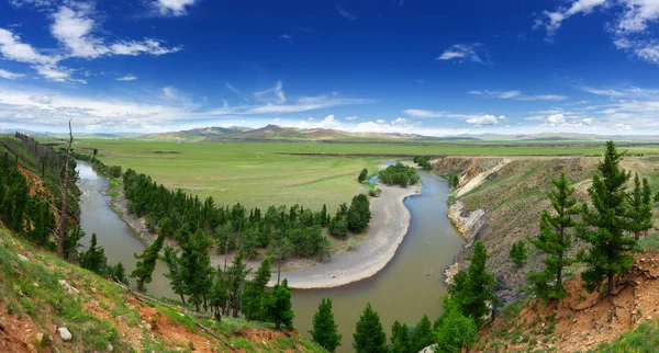 Valley med Orkhon flod böja — Stockfoto