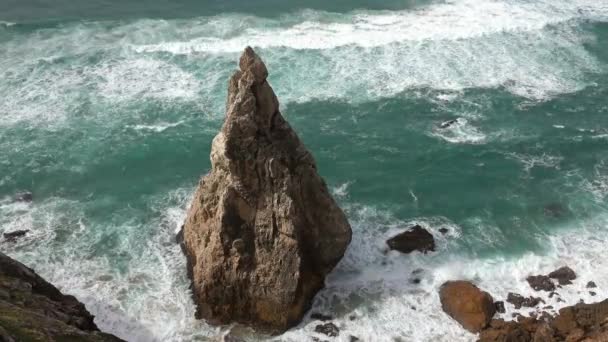 Olas y rocas marinas en Portugal — Vídeo de stock