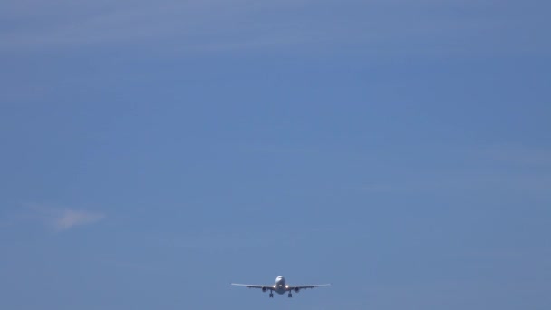 Személyszállító repülőgép leszállás előtt reggel — Stock videók