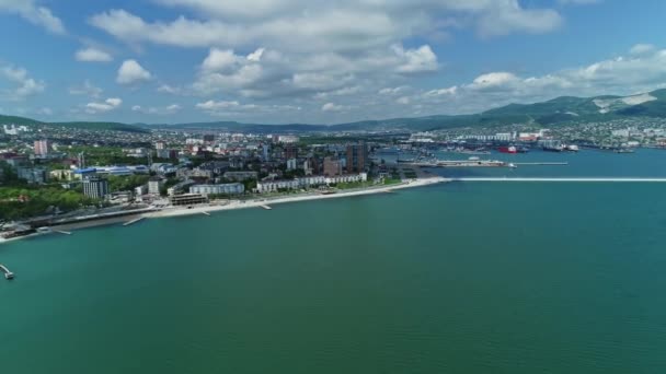 Vista panorámica aérea de Novorossiysk — Vídeo de stock