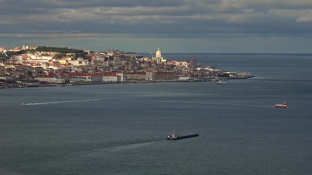 Lisbon old city center at sunset — Stock Video