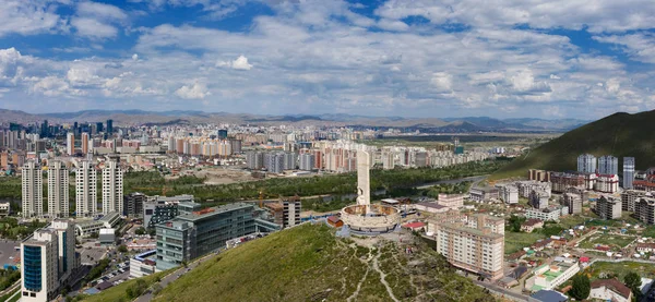 Veduta Panoramica Aerea Della Città Ulaanbaatar Memoriale Zaisan Tolgoi Mongolia — Foto Stock