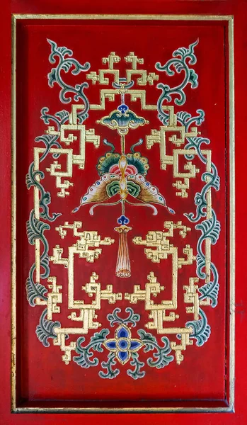 Multicolore Asiatico Ornamento Sul Muro Mongolia — Foto Stock