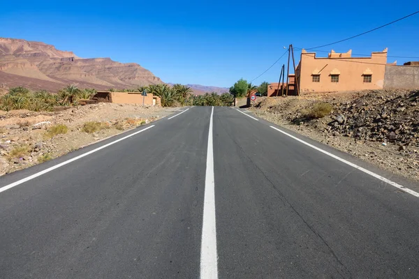 Strada Rurale Diritta Tra Montagne Marocco — Foto Stock