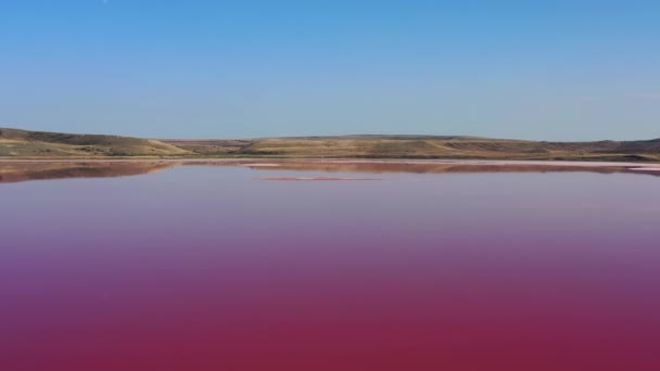 Vue Aérienne Lac Rose Lac Chokrak Dans Parc Karalarsky Crimée — Video