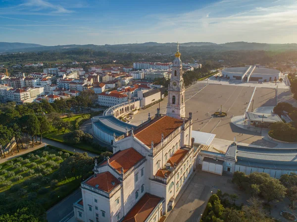 Letecký Pohled Katedrálu Kostel Fatimě Katolické Poutní Centrum Portugalsku — Stock fotografie