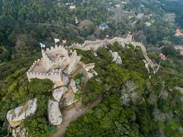 Letecký Pohled Castelo Dos Mouros Nebo Maurský Hrad Sintra Portugalsko — Stock fotografie