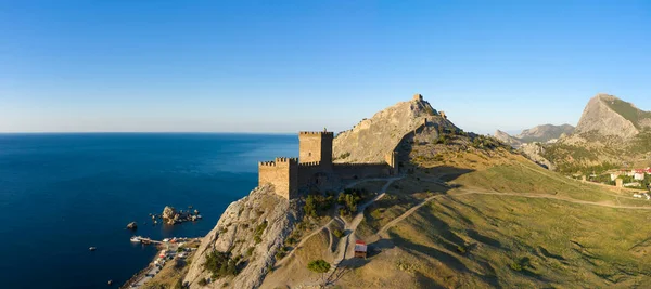 Vista Panorâmica Aérea Fortaleza Genovesa Sudak Crimeia — Fotografia de Stock