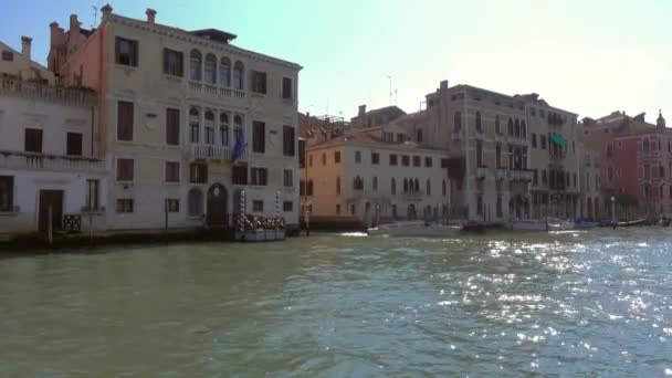 Венеция Италия Circa 2017 Вид Веницы Лодки Плывущей Гранд Каналу — стоковое видео