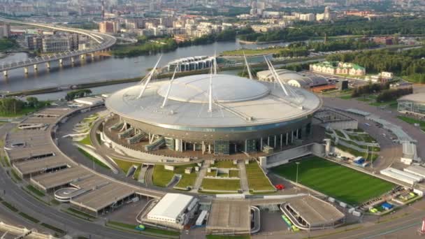 Saint Petersburg Russia Jul 2018 Aerial View New Stadium Zenit — Stock Video