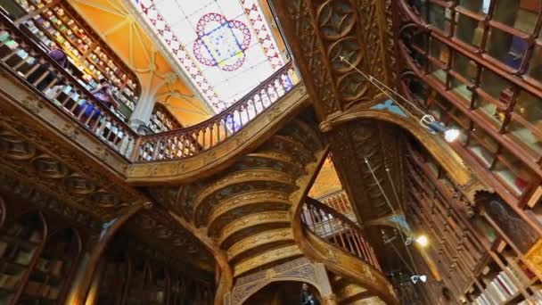 Porto Portugal Circa Feb 2019 Crowds Tourists Visit Famous Bookstore — Stock Video