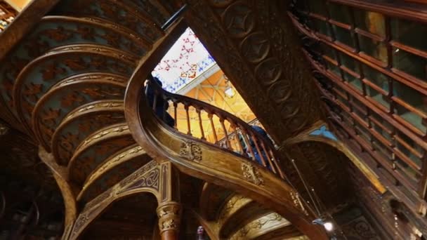 Porto Portugal Circa Feb 2019 Crowds Tourists Visit Famous Bookstore — Stock Video