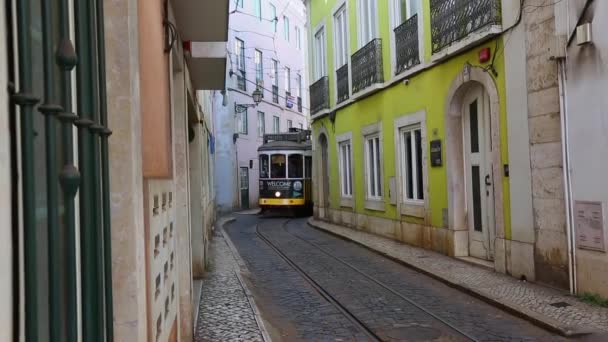 Lisbon Portugalia Circa Feb 2019 Lizboński Tramwaj Numer Uważany Jedną — Wideo stockowe