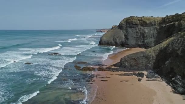 Vliegen Prachtig Zandstrand Aan Atlantische Kust Portugal Europa — Stockvideo