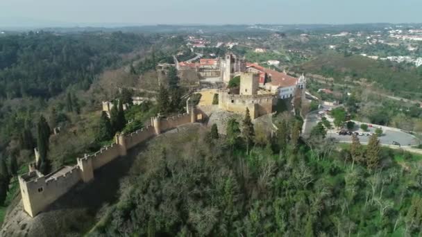 Flyg Runt Utsikt Över Klostret Kristi Kloster Tomar Portugal — Stockvideo