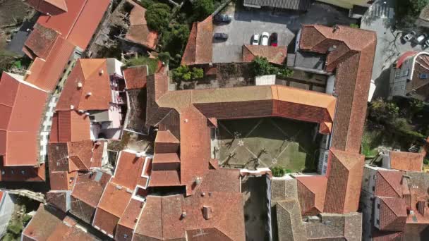 Vista Aérea Cima Cidade Histórica Velha Viseu Com Igreja Catedral — Vídeo de Stock