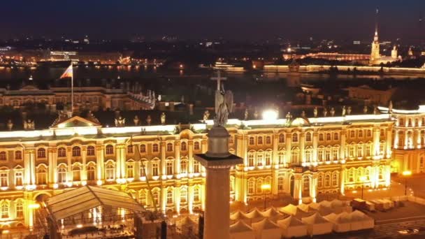 Letecký Pohled Alexanderův Sloup Palácovém Náměstí Zimní Palác Budovu Generálního — Stock video