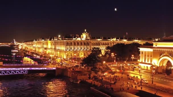 Vue Panoramique Aérienne Pont Dessiné Palais Amirauté Palais Hiver Forteresse — Video