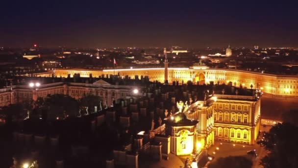 Luchtfoto Van Het Winterpaleis Alexander Column Palace Square Het General — Stockvideo
