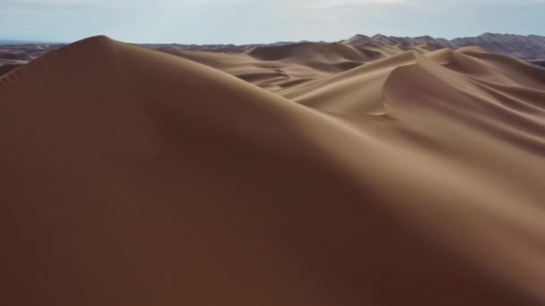 Вид Воздуха Песчаные Дюны Hongoryn Els Пустыне Гоби Монголия — стоковое видео