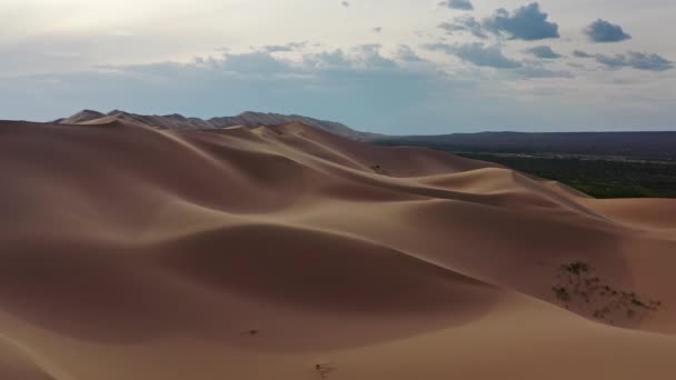 Letecký Pohled Písečné Duny Hongoryn Els Poušti Gobi Mongolsko — Stock video