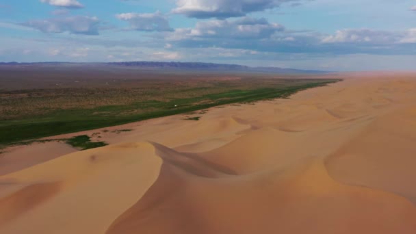 Vista Aérea Das Dunas Areia Hongoryn Els Deserto Gobi Mongólia — Vídeo de Stock