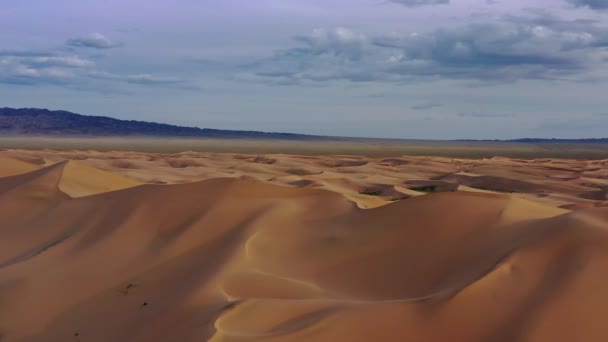 Vue Panoramique Aérienne Des Dunes Sable Hongoryn Els Dans Désert — Video