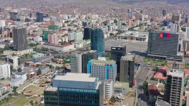 Luchtfoto Van Het Centrum Van Ulaanbaatar Stad Hoofdstad Van Mongolië — Stockvideo