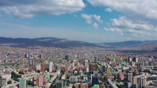 Luchtfoto Van Het Centrum Van Ulaanbaatar Stad Hoofdstad Van Mongolië — Stockvideo