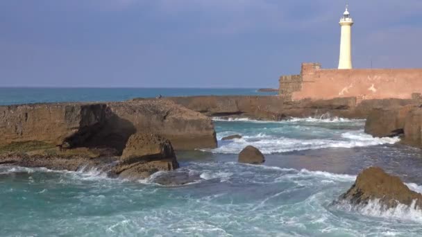 Latarnia Morska Mieście Rabat Maroko — Wideo stockowe