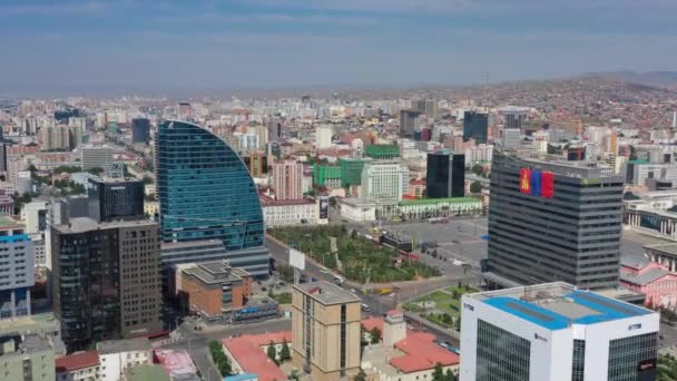 Aerial View Center Ulaanbaatar City Capital Mongolia — Stock Video