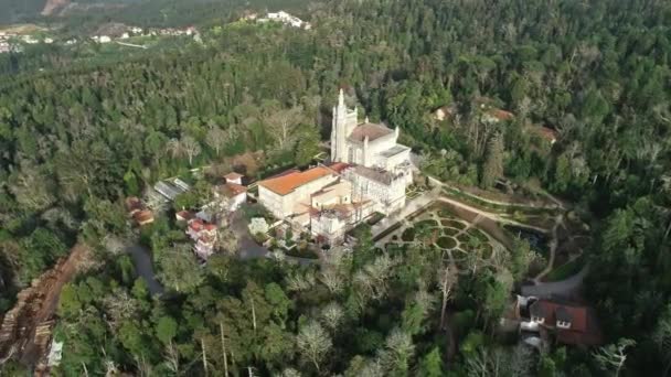 Bussaco Coimbra Portekiz Nin Çevresindeki Parkın Sarayın Manzarası — Stok video