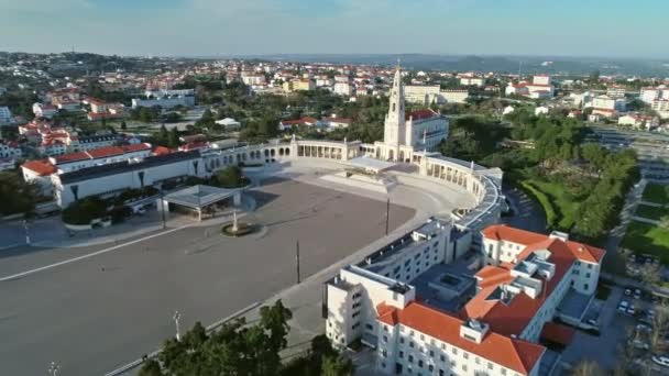 大教堂建筑群和法蒂玛教堂的空中景观 葡萄牙天主教朝圣中心 — 图库视频影像