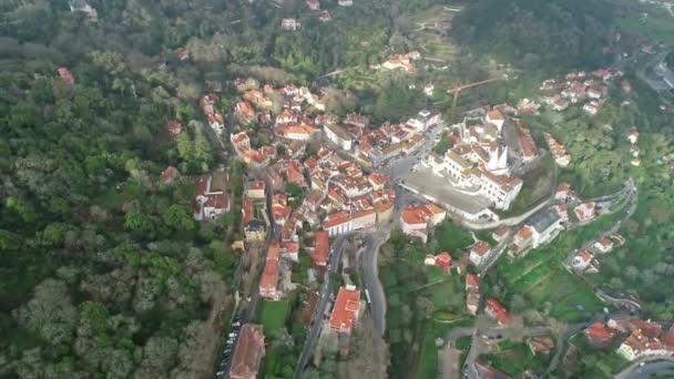 Aerial Körül Kilátás Sintra Város Sintra Nemzeti Palota Portugália — Stock videók