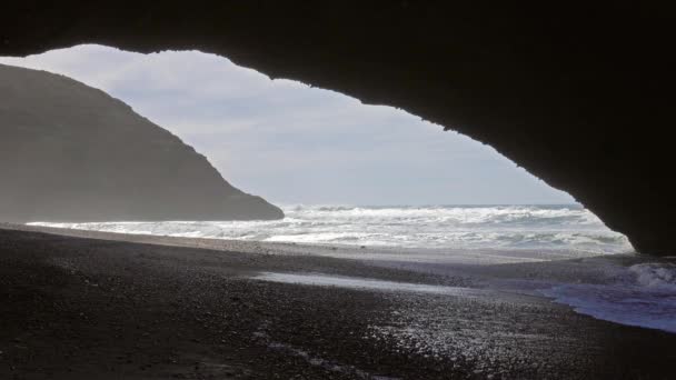 Naturlig Båge Stranden Legzira Atlantkusten Marocko Afrika — Stockvideo