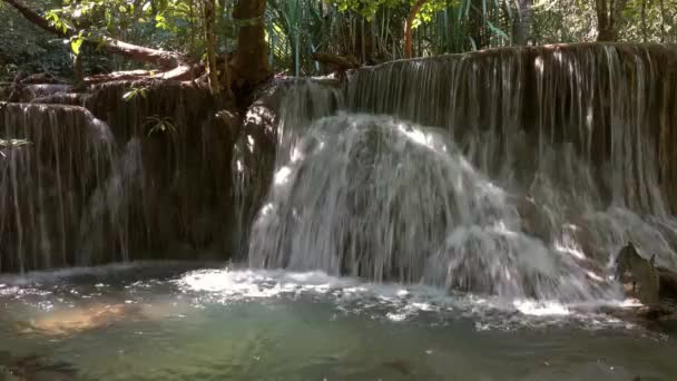 Huai Mae Khamin Cachoeira Província Kanchanaburi Tailândia — Vídeo de Stock