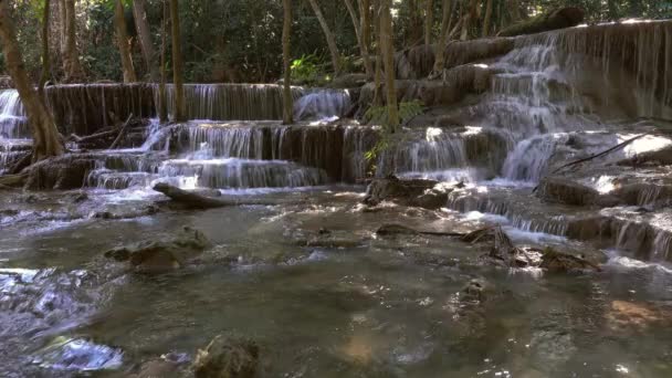 Huai Mae Khamin Waterfall Kanchanaburi Province Thailand — Stock Video