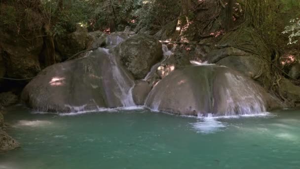 Uma Das Cachoeiras Cascata Erawan Província Kanchanaburi Tailândia — Vídeo de Stock