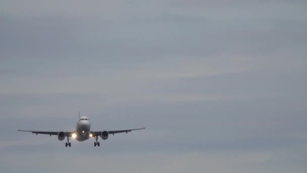 Passenger Airplane Landing Morning — Stock Video