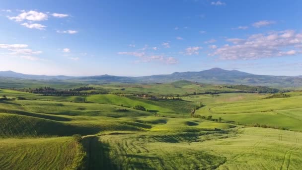 Toskana Luftige Landschaft Von Ackerland Hügelland Abend Italien Europa — Stockvideo