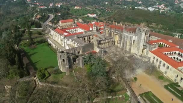 Aerial View Monastery Convent Christ Tomar Portugal — Stock Video