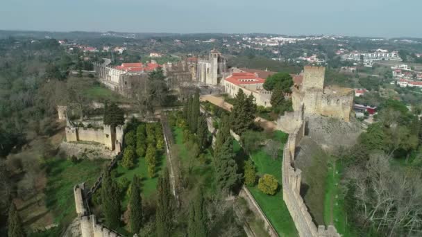 Vista Aérea Del Monasterio Convento Cristo Tomar Portugal — Vídeo de stock