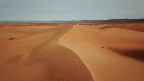 Luchtfoto Zandduinen Sahara Woestijn Afrika — Stockvideo