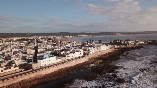 Aerial View Medieval Essaouira Old City Atlantic Coast Morocco — Stock Video