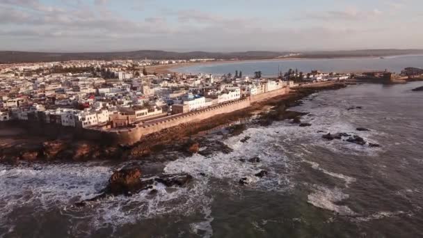 Aerial View Medieval Essaouira Old City Atlantic Coast Morocco — Stock Video