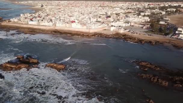 Pemandangan Udara Essaouira Abad Pertengahan Kota Tua Pantai Atlantik Maroko — Stok Video