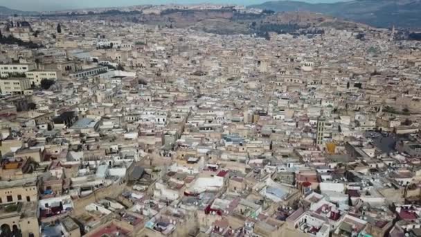 Panorama Lotu Ptaka Starej Medyny Fes Maroko Fes Bali Medina — Wideo stockowe