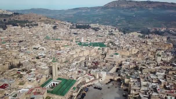 Вид Воздуха Старую Медину Фес Марокко Фес Эль Бали Медина — стоковое видео