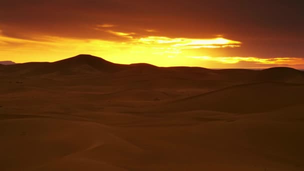 Paisagem Bem Aventurada Deserto Saara Pôr Sol Zoom Timelapse — Vídeo de Stock