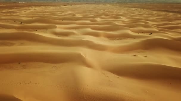在撒哈拉沙漠的沙丘上空飞行 飞向正在升起的太阳 — 图库视频影像